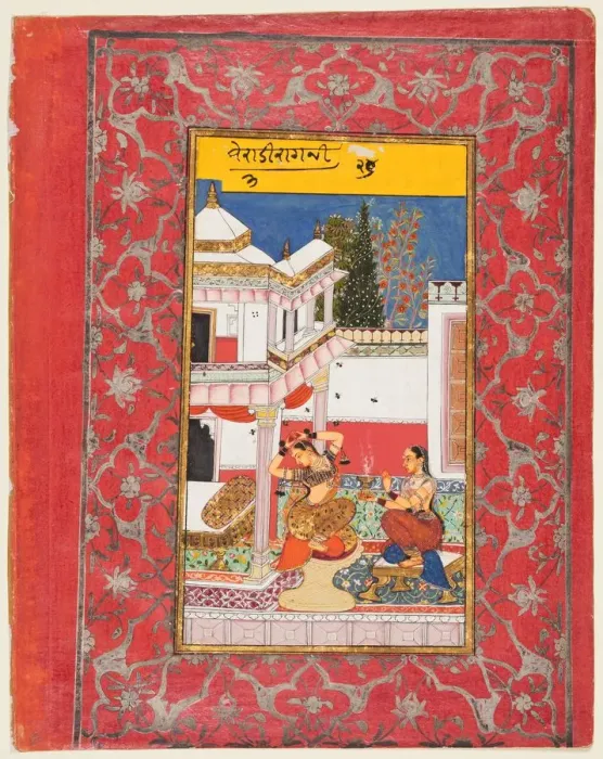 Framed Print : Lady Longing for her Lover, Varari Ragini of Dipak, from a Ragamala, 1650-60. Creator: Unknown Framed Print : Lady Longing for her Lover, Varari Ragini of Dipak, from a Ragamala, 1650-60. Creator: Unknown