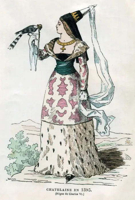 Framed Print : Lady of the manor of the time of Charles VI of France, 1395 (1882-1884). Artist: Petit Framed Print : Lady of the manor of the time of Charles VI of France, 1395 (1882-1884). Artist: Petit