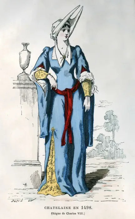 Framed Print : Lady of the manor of the time of Charles VIII of France, 1498 (1882-1884). Artist: Petit Framed Print : Lady of the manor of the time of Charles VIII of France, 1498 (1882-1884). Artist: Petit