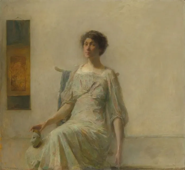 Framed Print : Lady with a Mask, 1911. Creator: Thomas W Dewing Framed Print : Lady with a Mask, 1911. Creator: Thomas W Dewing