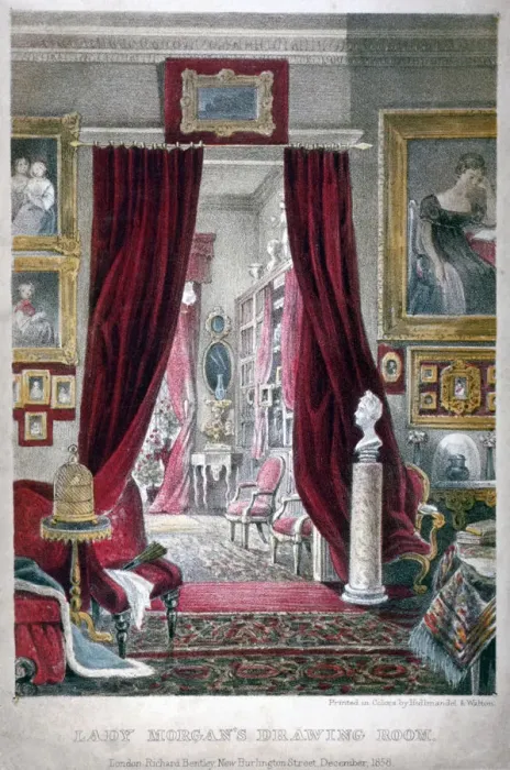 Framed Print : Lady Morgans drawing room, no 11 William Street, Lowndes Square, Chelsea, London, 1858 Framed Print : Lady Morgans drawing room, no 11 William Street, Lowndes Square, Chelsea, London, 1858