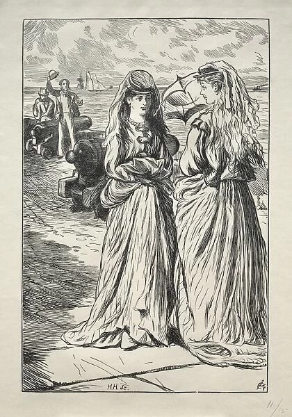 Lady Nelly - the Flirt, 1865. Creator: Charles Samuel Keene (British, 1823-1891)