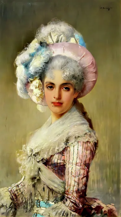 Framed Print : Lady in pink, 1888. Creator: Corcos, Vittorio Matteo (1859-1933) Framed Print : Lady in pink, 1888. Creator: Corcos, Vittorio Matteo (1859-1933)
