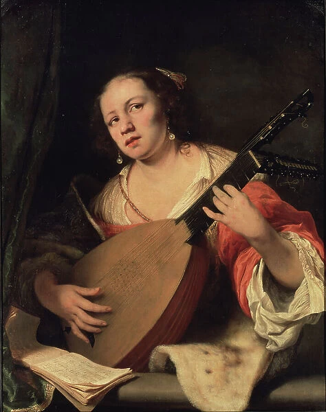 A Lady Playing the Lute, 1654. Creator: Ferdinand Bol
