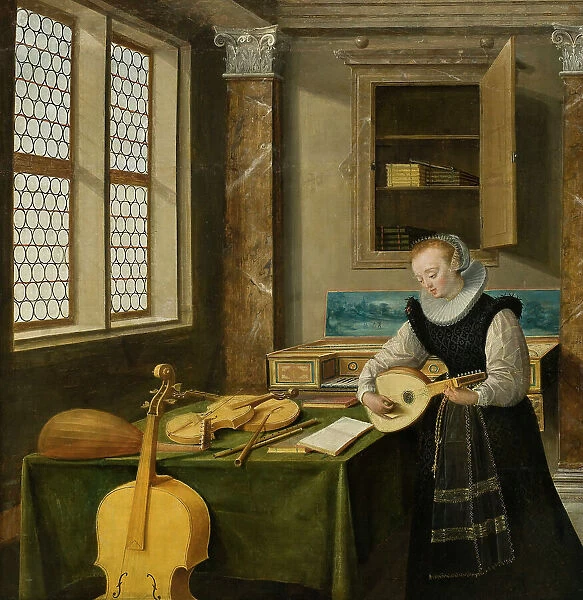 Lady Playing the Lute, c17th century. Creator: Hendrik van Steenwyck