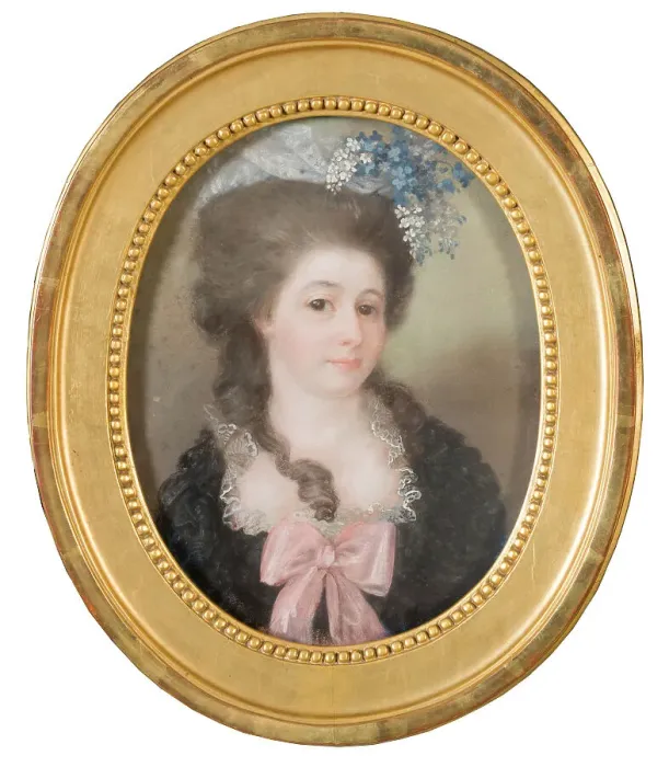 Framed Print : Lady portrait (with flowers in hat). Creator: Unknown Framed Print : Lady portrait (with flowers in hat). Creator: Unknown