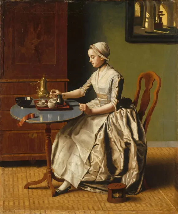 Framed Print : A Lady pouring Chocolate (La Chocolatiere), c. 1745. Artist: Liotard, Jean-Etienne (1702-1789) Framed Print : A Lady pouring Chocolate (La Chocolatiere), c. 1745. Artist: Liotard, Jean-Etienne (1702-1789)