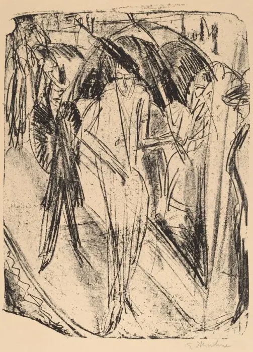 Framed Print : Lady in the Rain, 1914. Creator: Ernst Kirchner Framed Print : Lady in the Rain, 1914. Creator: Ernst Kirchner