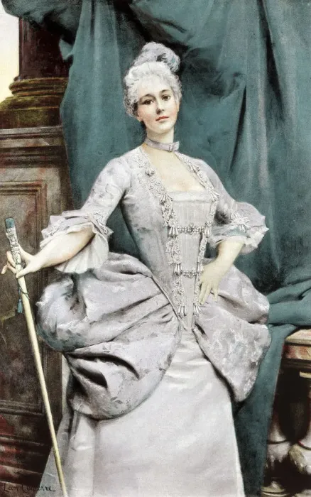Framed Print : A lady of rank of the time of Louis XV, 1889 Framed Print : A lady of rank of the time of Louis XV, 1889