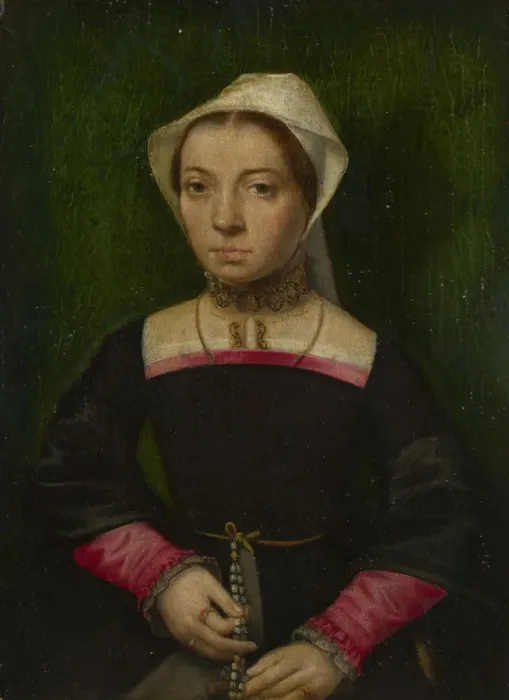 Framed Print : A Lady with a Rosary, c. 1550. Artist: Hemessen, Catharina, van (1527 / 28-after 1580) Framed Print : A Lady with a Rosary, c. 1550. Artist: Hemessen, Catharina, van (1527 / 28-after 1580)