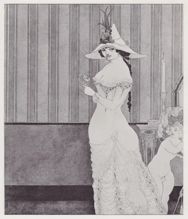 Framed Print : The Lady with the Rose, 1897. Creator: Aubrey Beardsley Framed Print : The Lady with the Rose, 1897. Creator: Aubrey Beardsley