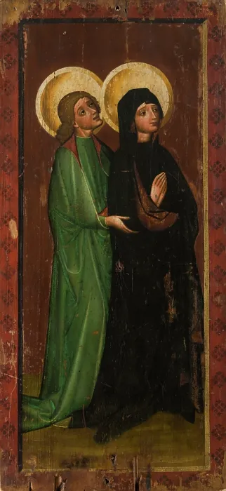 Framed Print : Our Lady of Sorrows and St John the Evangelist from the Scene of the Crucifixion, between 1440-1465. Creator: Unknown Framed Print : Our Lady of Sorrows and St John the Evangelist from the Scene of the Crucifixion, between 1440-1465. Creator: Unknown