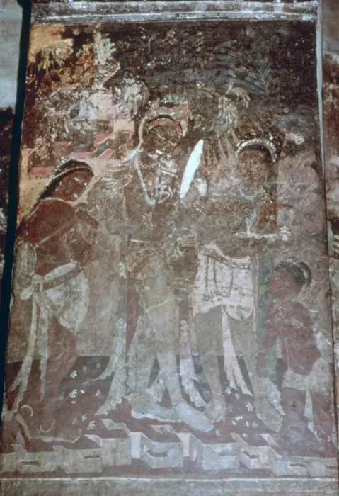 Framed Print : Lady at her toilet, cave fresco, Ajanta, India. 1st-5th century. (20th century) Framed Print : Lady at her toilet, cave fresco, Ajanta, India. 1st-5th century. (20th century)