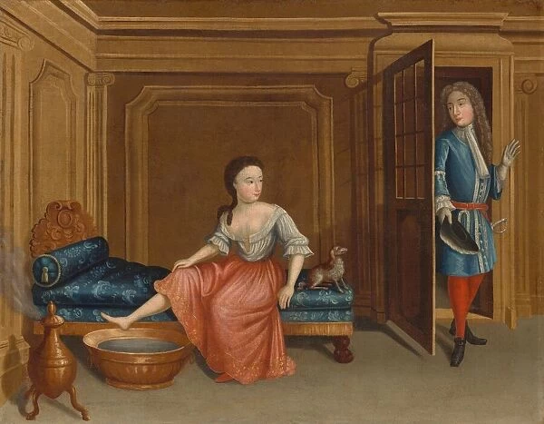 Lady Undressing for a Bath, c. 1730 / 1740. Creator: Gerardus Duyckinck