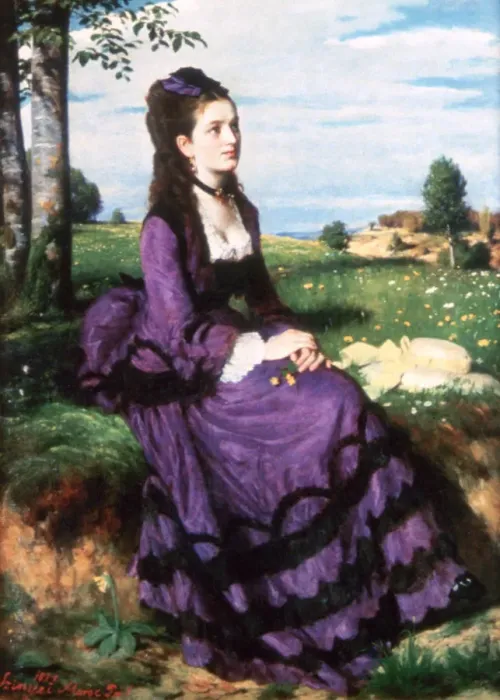 Framed Print : Lady in Violet, 1874. Artist: Pal Szinyei Merse Framed Print : Lady in Violet, 1874. Artist: Pal Szinyei Merse