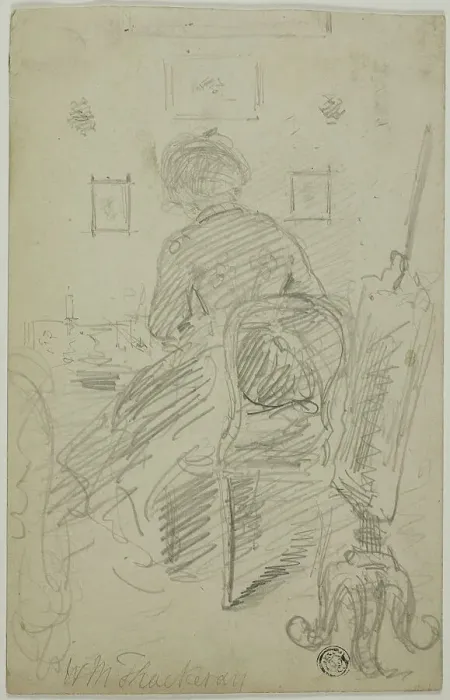 Framed Print : Lady Writing (Back View), n.d. Creator: William Makepeace Thackeray Framed Print : Lady Writing (Back View), n.d. Creator: William Makepeace Thackeray