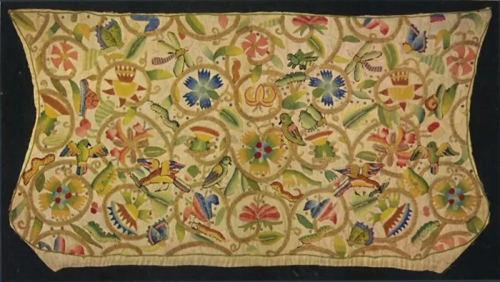 Framed Print : A Ladys Cap Embroidered in Silk and Gold on Linen, 1927. Artists: Edward F Strange, Unknown Framed Print : A Ladys Cap Embroidered in Silk and Gold on Linen, 1927. Artists: Edward F Strange, Unknown