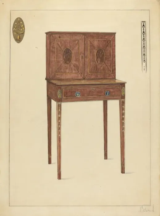 Framed Print : Ladys Writing Cabinet, c. 1953. Creator: Nicholas Gorid Framed Print : Ladys Writing Cabinet, c. 1953. Creator: Nicholas Gorid