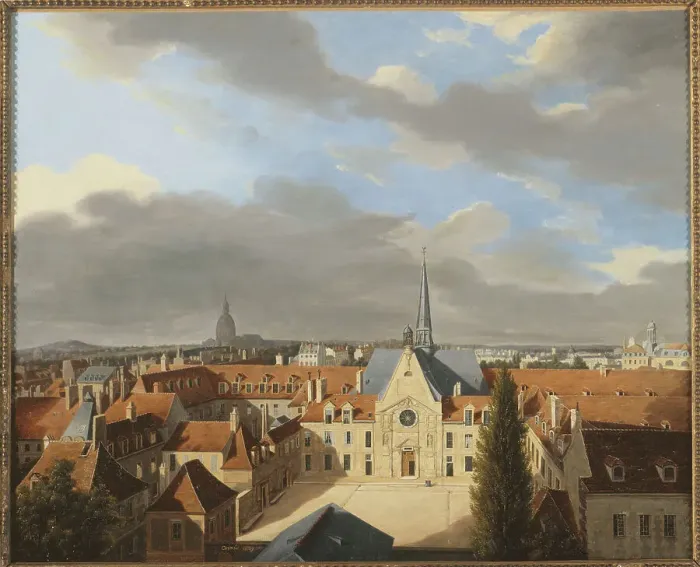 Framed Print : Laennec Hospital seen from rue de Sevres, 1839. Creator: Corard Framed Print : Laennec Hospital seen from rue de Sevres, 1839. Creator: Corard