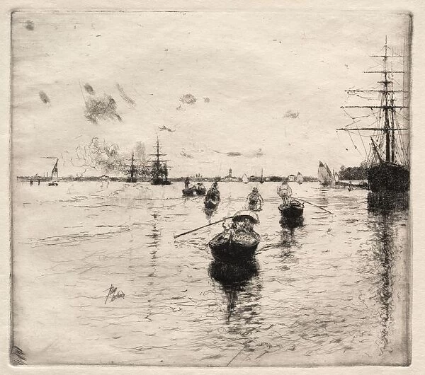 Lagoon with Steamers and Gondolas, 1885. Creator: Robert Frederick Blum (American, 1857-1903)