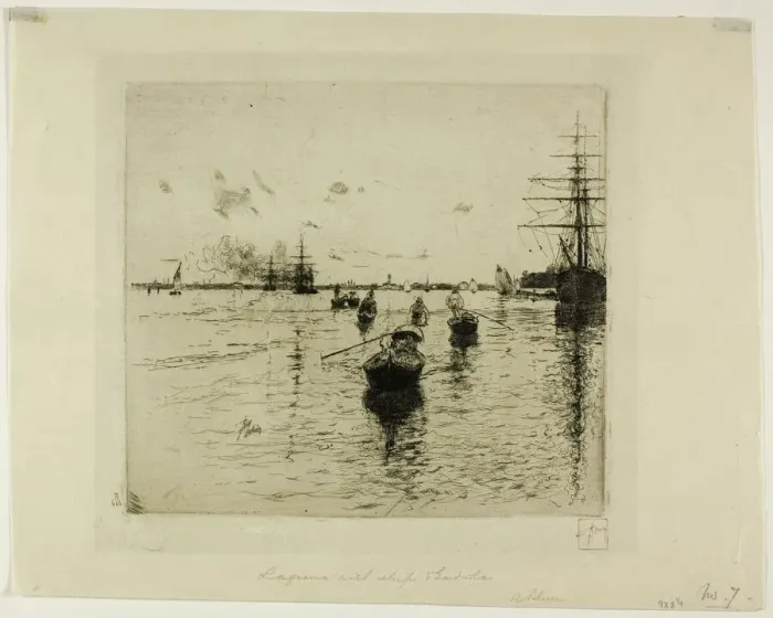 Framed Print : Lagune with Steamers and Gondolas, Venice, 1885. Creator: Robert Frederick Blum Framed Print : Lagune with Steamers and Gondolas, Venice, 1885. Creator: Robert Frederick Blum