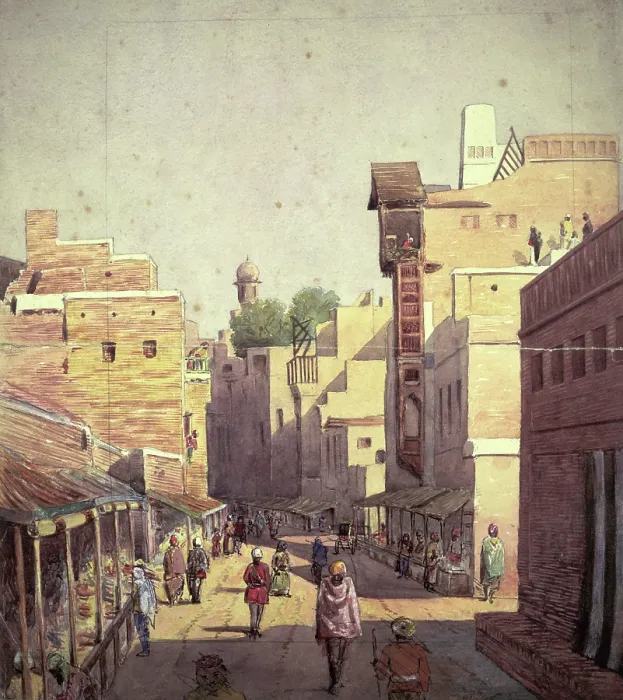 Framed Print : The Lahore Bazaar near Delhi Gate (Punjab), 1879. Creator: Alfred Frederick Pollock Harcourt Framed Print : The Lahore Bazaar near Delhi Gate (Punjab), 1879. Creator: Alfred Frederick Pollock Harcourt