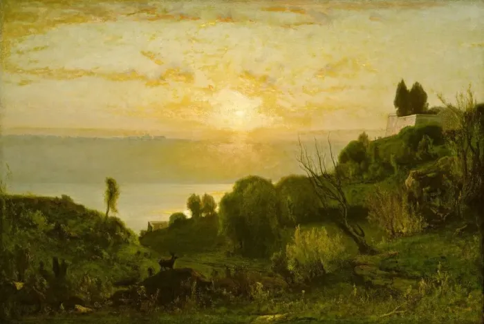 Framed Print : Lake Albano, Sunset, c. 1874. Creator: George Inness Framed Print : Lake Albano, Sunset, c. 1874. Creator: George Inness