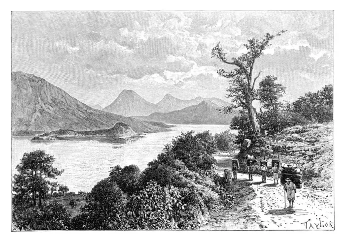 Framed Print : Lake Atitlan, Guatemala, c1890 Framed Print : Lake Atitlan, Guatemala, c1890