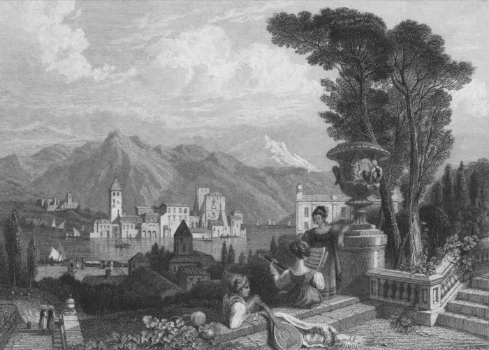 Framed Print : Lake of Como, c1850 Framed Print : Lake of Como, c1850