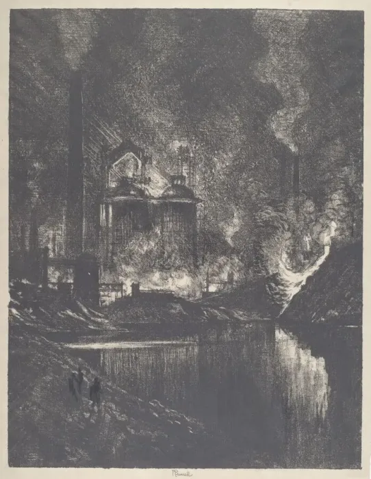 Framed Print : The Lake of Fire, Charleroi, 1911. Creator: Joseph Pennell Framed Print : The Lake of Fire, Charleroi, 1911. Creator: Joseph Pennell