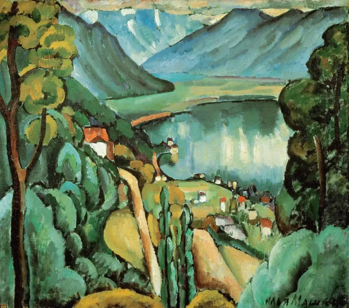 Framed Print : Lake Geneva, 1914. Artist: Il ya Mashkov Framed Print : Lake Geneva, 1914. Artist: Il ya Mashkov