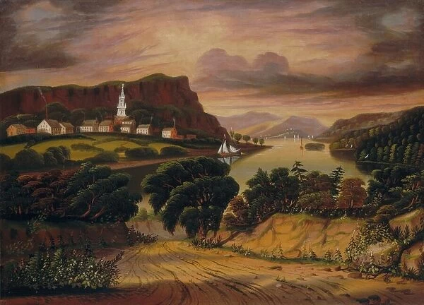 Lake George and the Village of Caldwell, mid 19th century. Creator: Thomas Chambers