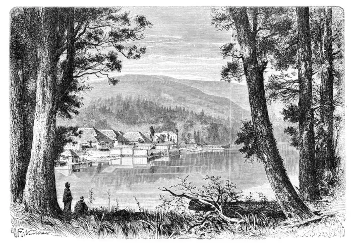 Framed Print : Lake Hakone, c1890 Framed Print : Lake Hakone, c1890