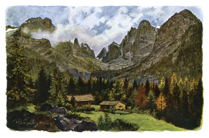 Framed Print : Lake Nambino and the Brentagroup, Tyrol, 1901. Artist: CM Reisch Framed Print : Lake Nambino and the Brentagroup, Tyrol, 1901. Artist: CM Reisch