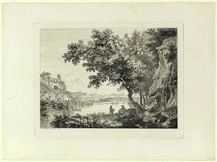 Framed Print : Lake Nemi, 1794. Creator: Albert Christoph Dies Framed Print : Lake Nemi, 1794. Creator: Albert Christoph Dies