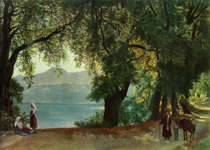 Framed Print : Lake Nemi near Rome, 1820s, (1965). Creator: Sil vestr Shchedrin Framed Print : Lake Nemi near Rome, 1820s, (1965). Creator: Sil vestr Shchedrin