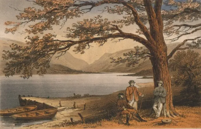 Framed Print : The Lake of the Pleasant Retreat. Llyn Mwyngyl, from Tal-y-Llyn, 19th century. Creator: Hanhart Framed Print : The Lake of the Pleasant Retreat. Llyn Mwyngyl, from Tal-y-Llyn, 19th century. Creator: Hanhart
