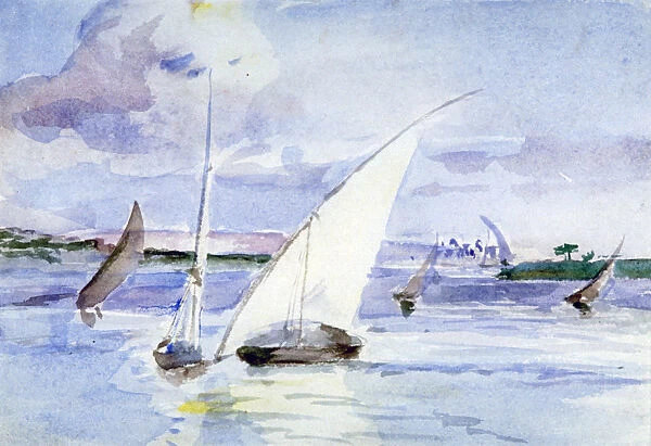A Lake with Sailing Boats, c1864-1930. Artist: Anna Lea Merritt