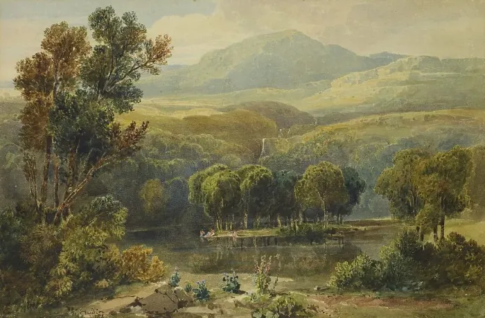 Framed Print : Lake Scene, North Wales, 1811. Creator: David Cox the Elder Framed Print : Lake Scene, North Wales, 1811. Creator: David Cox the Elder