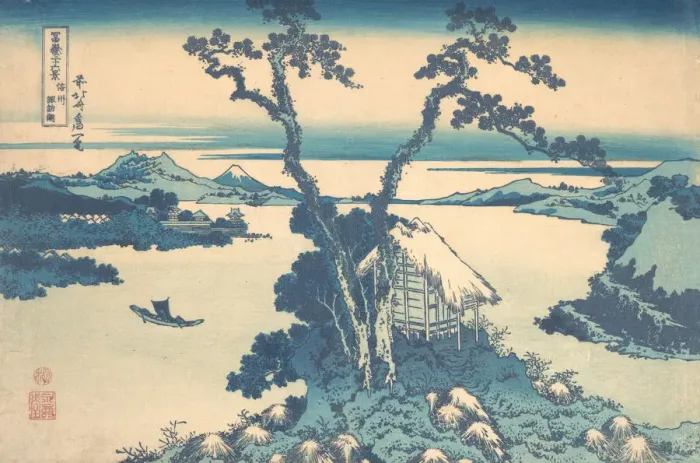 Framed Print : Lake Suwa in Shinano Province (Shinshu Suwako), from the series Thirty-six Views of Framed Print : Lake Suwa in Shinano Province (Shinshu Suwako), from the series Thirty-six Views of