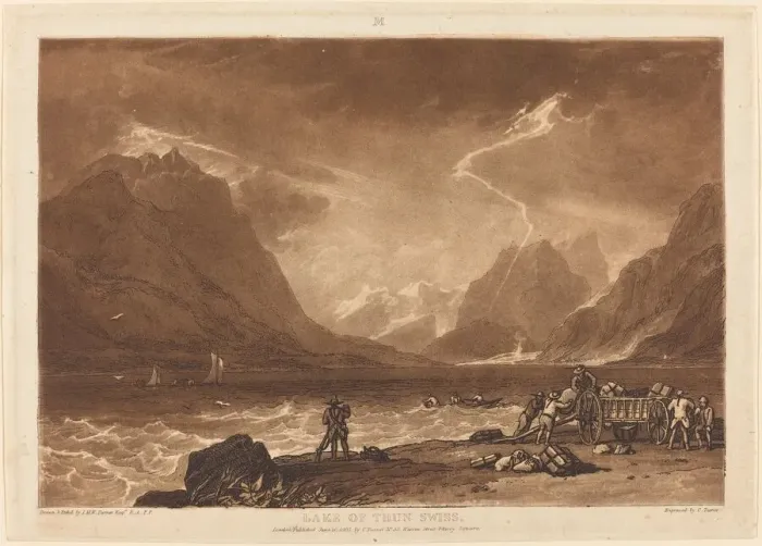Framed Print : Lake of Thun, published 1808. Creator: JMW Turner Framed Print : Lake of Thun, published 1808. Creator: JMW Turner