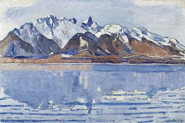 Lake Thun with Stockhorn Range, c. 1913. Creator: Hodler, Ferdinand (1853-1918)