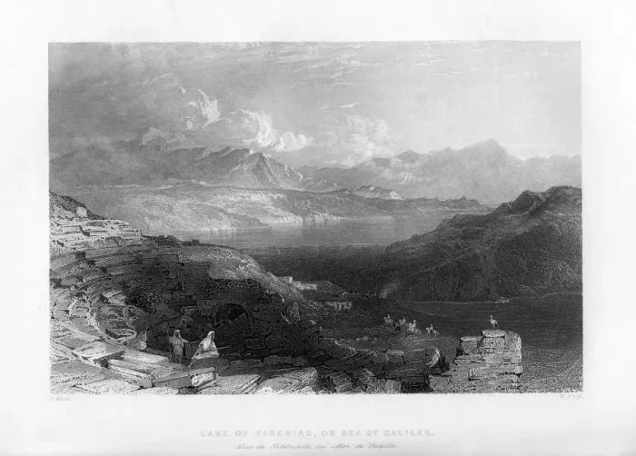 Framed Print : Lake Tiberias, or the Sea of Galilee, Israel, 1841Artist: W Floyd Framed Print : Lake Tiberias, or the Sea of Galilee, Israel, 1841Artist: W Floyd