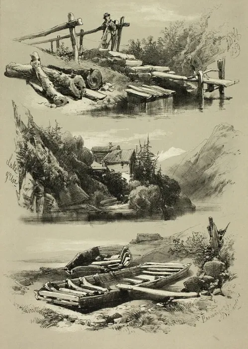 Framed Print : Lake of Uri and Brunnen, from Picturesque Selections, 1859 Framed Print : Lake of Uri and Brunnen, from Picturesque Selections, 1859