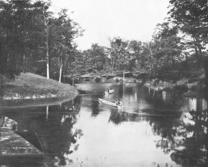 Framed Print : Lakelet in the grounds of the Soldiers Home, Milwaukee, Wisconsin, USA, c1900. Creator: Unknown Framed Print : Lakelet in the grounds of the Soldiers Home, Milwaukee, Wisconsin, USA, c1900. Creator: Unknown