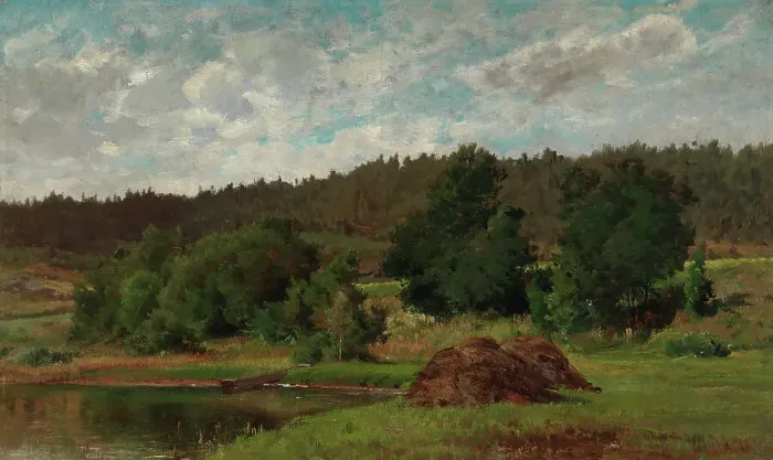 Framed Print : Lakeside Landscape, 1877. Creator: Hjalmar Munsterhjelm Framed Print : Lakeside Landscape, 1877. Creator: Hjalmar Munsterhjelm