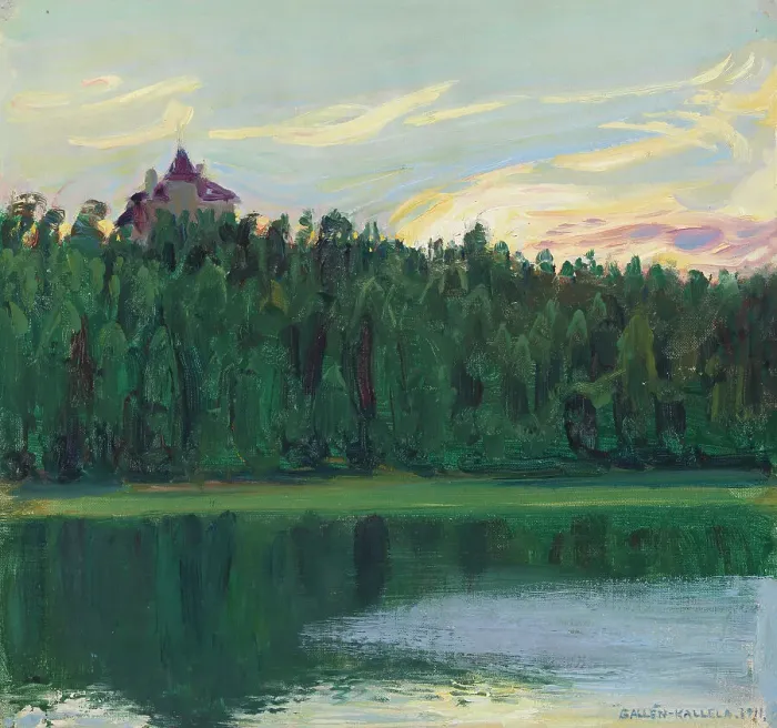 Framed Print : Lakeside Landscape, 1911. Creator: Akseli Gallen-Kallela Framed Print : Lakeside Landscape, 1911. Creator: Akseli Gallen-Kallela