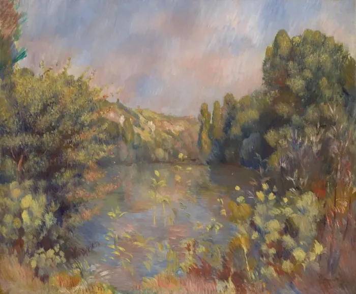 Framed Print : Lakeside Landscape, c. 1889. Artist: Renoir, Pierre Auguste (1841-1919) Framed Print : Lakeside Landscape, c. 1889. Artist: Renoir, Pierre Auguste (1841-1919)