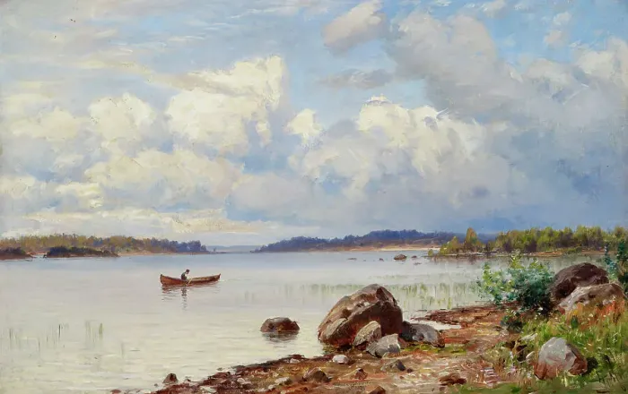 Framed Print : Lakeside Landscape from Tavastia. Creator: Hjalmar Munsterhjelm Framed Print : Lakeside Landscape from Tavastia. Creator: Hjalmar Munsterhjelm