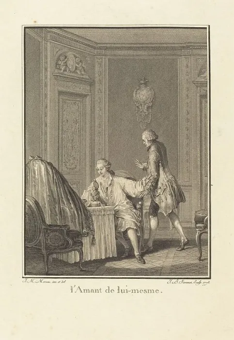 Framed Print : L'amant de lui-mesme, 1778. Creator: Jean Baptiste Blaise Simonet Framed Print : L'amant de lui-mesme, 1778. Creator: Jean Baptiste Blaise Simonet